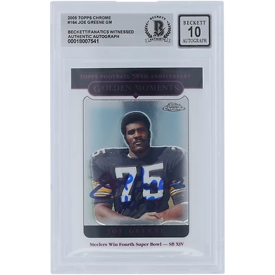 Joe Greene Pittsburgh Steelers Autographed 2005 Topps Chrome Golden Moments #164 Beckett Fanatics Witnessed Authenticated 10 Card with "HOF 87" Inscription