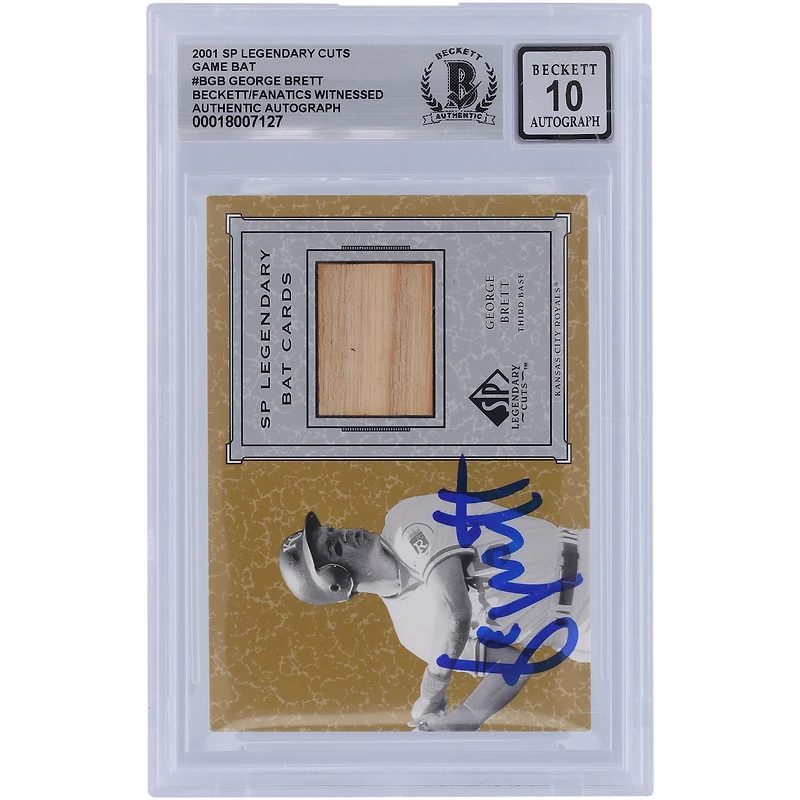 George Brett Kansas City Royals Autographed 2001 Upper Deck SP Legendary Cuts Bat Relic #B-GB Beckett Fanatics Witnessed Authenticated 10 Card