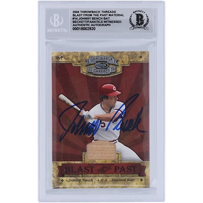 Johnny Bench Cincinnati Reds Autographed 2004 Donruss Throwback Threads Blast From the Past Bat Relic #BP-14 #/250 Beckett Fanatics Witnessed Authenticated 10 Card