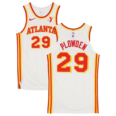 Daeqwon Plowden Atlanta Hawks Game-Used #29 White Nike Jersey vs. Brooklyn Nets on April 10, 2025 - Size 48+4