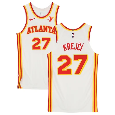 Vit Krejci Atlanta Hawks Game-Used #27 White Nike Jersey vs. Orlando Magic on April 15, 2025 - Size 48+4 - NBA Play-In Tournament