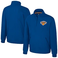 Unisex Stadium Essentials Blue New York Knicks  Varsity Trainer Quarter-Zip Pullover