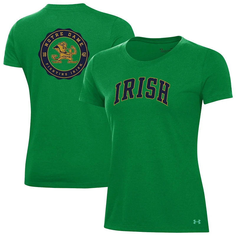 Women's Under Armour  Green Notre Dame Fighting Irish Essentials 2-Hit Performance T-Shirt