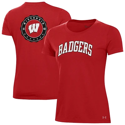 Women's Under Armour  Red Wisconsin Badgers Essentials 2-Hit Performance T-Shirt