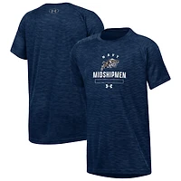 Youth Under Armour Heather Navy Midshipmen Ultra Soft Rye Tech Performance T-Shirt