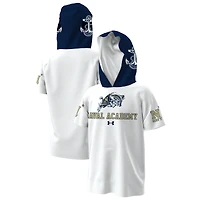 Youth Under Armour  White Navy Midshipmen Helmet Hoodie T-Shirt