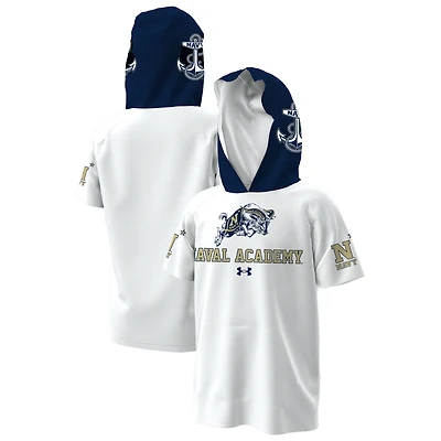 Youth Under Armour  White Navy Midshipmen Helmet Hoodie T-Shirt