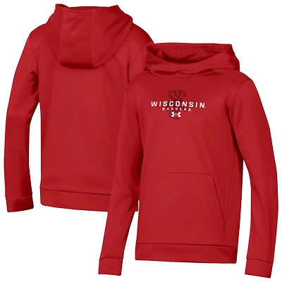 Youth Under Armour  Red Wisconsin Badgers Team Fleece Pullover Hoodie