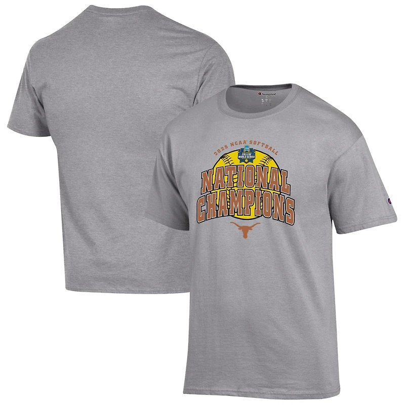 Men's Champion Gray Texas Longhorns 2025 NCAA Softball Women's College World Series Champions Jersey T-Shirt