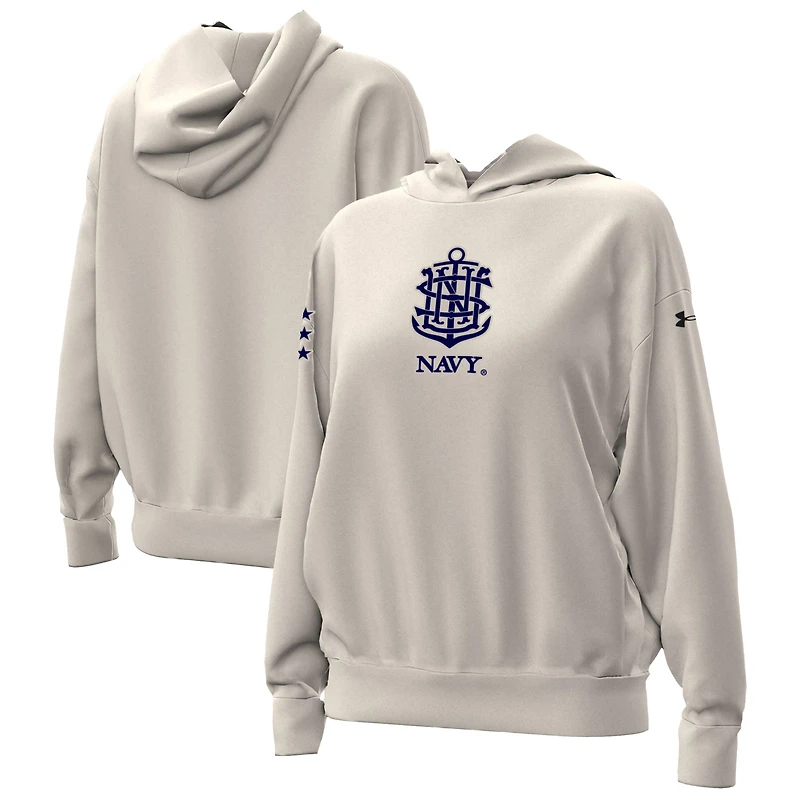 Women's Under Armour Stone Navy Midshipmen 250th Anniversary Uniform Sideline Collection Hoodie