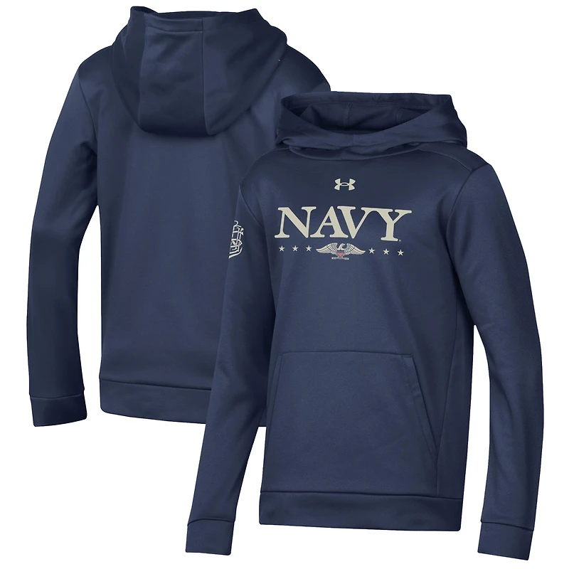 Youth Under Armour Navy Navy Midshipmen 250th Anniversary Uniform Sideline Collection Hoodie