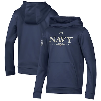 Youth Under Armour Navy Navy Midshipmen 250th Anniversary Uniform Sideline Collection Hoodie
