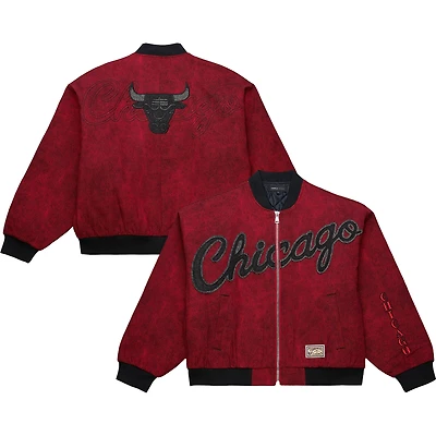 Men's Mitchell & Ness x Purple Brand Red Chicago Bulls Full-Zip Bomber Jacket