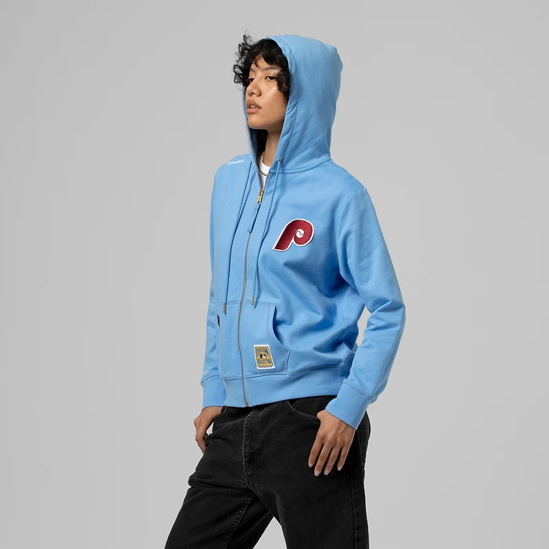 Women's Mitchell & Ness Light Blue Philadelphia Phillies Full-Zip Hoodie