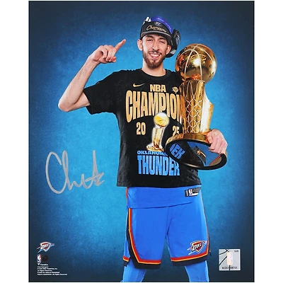 Chet Holmgren Oklahoma City Thunder Autographed 8" x 10" 2025 NBA Finals Champions Trophy Photograph