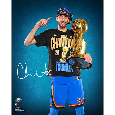 Chet Holmgren Oklahoma City Thunder Autographed 16" x 20" 2025 NBA Finals Champions Trophy Photograph