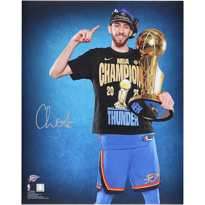 Chet Holmgren Oklahoma City Thunder Autographed 16" x 20" 2025 NBA Finals Champions Trophy Photograph