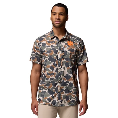 Men's Columbia  Camo Clemson Tigers Super Slack Tide Omni-Wick Button-Up Shirt