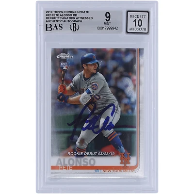 Pete Alonso New York Mets Autographed 2019 Topps Chrome Update #52 Beckett Fanatics Witnessed Authenticated 9/10 Rookie Card