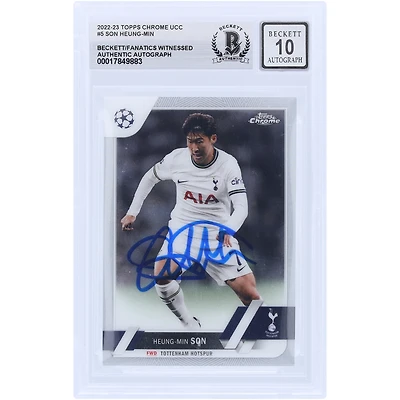 Son Heung-Min Tottenham Hotspur Autographed 2022-23 Topps Chrome UEFA #5 Beckett Fanatics Witnessed Authenticated 10 Card