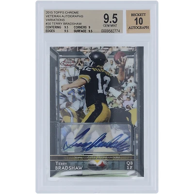 Terry Bradshaw Pittsburgh Steelers Autographed 2015 Topps Chrome Variations #30 #9/10 BGS Authenticated 9.5/10 Card - 9.5,9,9.5,9.5 Subgrades