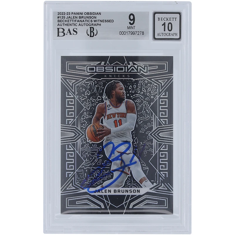 Jalen Brunson New York Knicks Autographed 2022-23 Panini Obsidian #125 Beckett Fanatics Witnessed Authenticated 9/10 Card