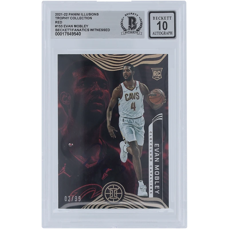 Evan Mobley Cleveland Cavaliers Autographed 2021-22 Panini Illusions Trophy Collection Red #153 #/99 Beckett Fanatics Witnessed Authenticated 10 Rookie Card