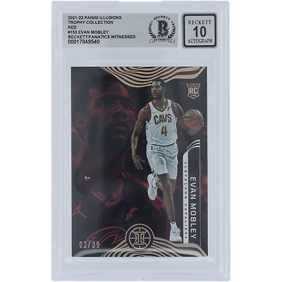 Evan Mobley Cleveland Cavaliers Autographed 2021-22 Panini Illusions Trophy Collection Red #153 #/99 Beckett Fanatics Witnessed Authenticated 10 Rookie Card