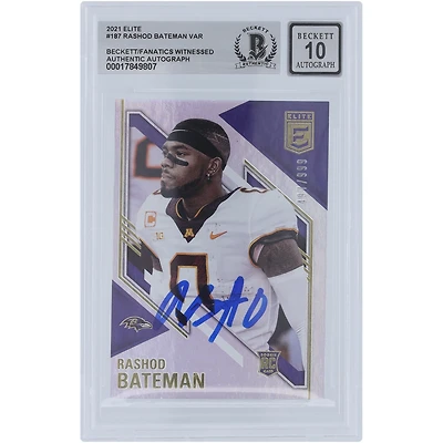 Rashod Bateman Baltimore Ravens Autographed 2021 Panini Donruss Elite #187 #/999 Beckett Fanatics Witnessed Authenticated 10 Rookie Card
