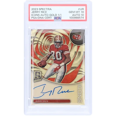 Jerry Rice San Francisco 49ers Autographed 2023 Panini Spectra Gold Vinyl Prizm #I-JR #1/1 PSA Authenticated 10/10 Card