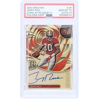 Jerry Rice San Francisco 49ers Autographed 2023 Panini Spectra Gold Vinyl Prizm #I-JR #1/1 PSA Authenticated 10/10 Card