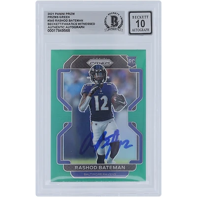 Rashod Bateman Baltimore Ravens Autographed 2021 Panini Prizm Prizm #340 Beckett Fanatics Witnessed Authenticated 10 Rookie Card