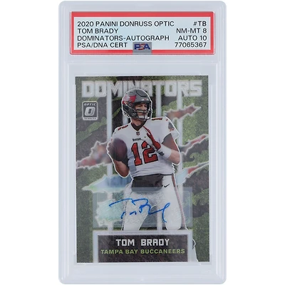 Tom Brady Tampa Bay Buccaneers Autographed 2020 Panini Donruss Optic Dominators #DM-TB #4/5 PSA Authenticated 8/10 Card