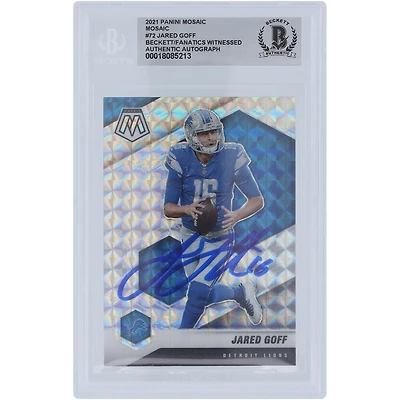 Jared Goff Detroit Lions Autographed 2021 Panini Mosaic Mosaic Prizm #72 Beckett Fanatics Witnessed Authenticated Card