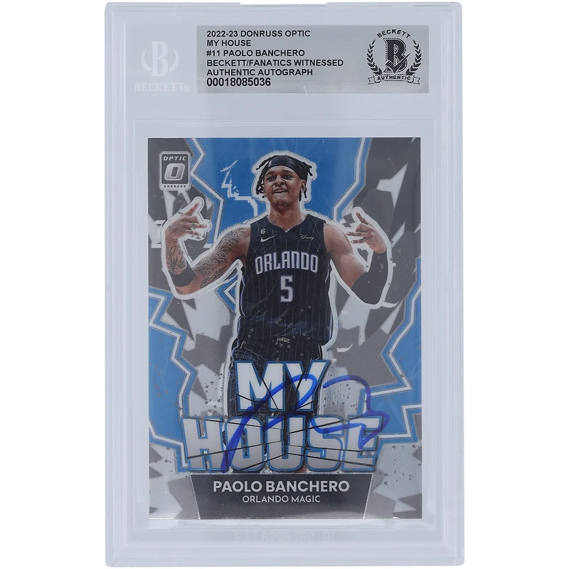 Paolo Banchero Orlando Magic Autographed 2022-23 Panini Donruss Optic My House #11 Beckett Fanatics Witnessed Authenticated Card