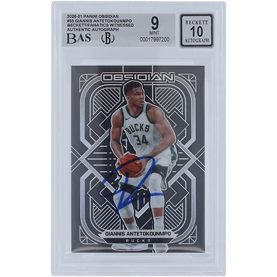 Giannis Antetokounmpo Milwaukee Bucks Autographed 2020-21 Panini Obsidian #35 Beckett Fanatics Witnessed Authenticated 9/10 Card