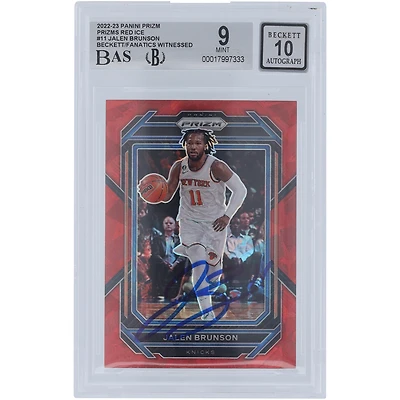 Jalen Brunson New York Knicks Autographed 2022-23 Panini Prizm Red Ice Prizm #11 Beckett Fanatics Witnessed Authenticated 9/10 Card