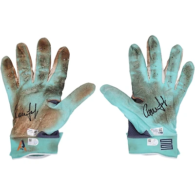 Aaron Judge New York Yankees Autographed Game-Used Teal Jordan Brand Batting Gloves from the 2024 MLB Season - XJ05532630-31