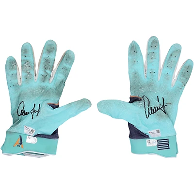 Aaron Judge New York Yankees Autographed Game-Used Teal Jordan Brand Batting Gloves from the 2024 MLB Season - XJ05532634-35