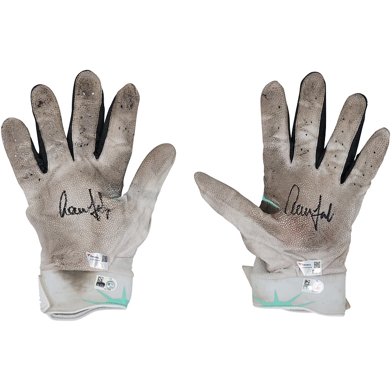 Aaron Judge New York Yankees Autographed Game-Used White/Teal Jordan Brand Batting Gloves from the 2024 MLB Season