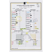 Pittsburgh Pirates Game-Used Lineup Card vs. New York Mets on May 14, 2025