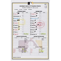 Pittsburgh Pirates Game-Used Lineup Card vs. Cincinnati Reds on May 20, 2025