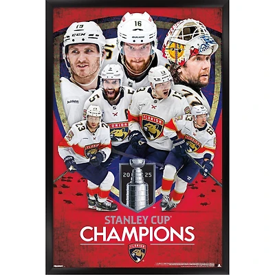 Florida Panthers 2025 Stanley Cup Champions Framed 22.375" x 34" Poster