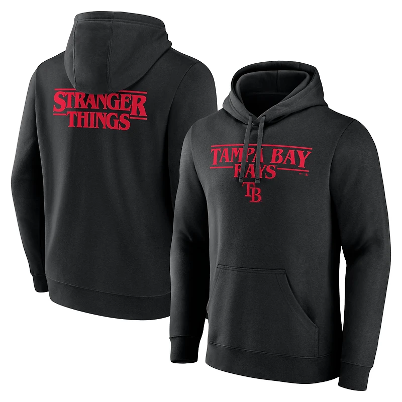 Men's Black Tampa Bay Rays Stranger Things Logo Lockup Pullover Hoodie