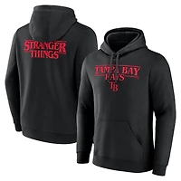 Men's Black Tampa Bay Rays Stranger Things Logo Lockup Pullover Hoodie