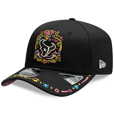 Men's New Era  Black Houston Texans Hasta La Muerte 9SEVENTY Adjustable Hat