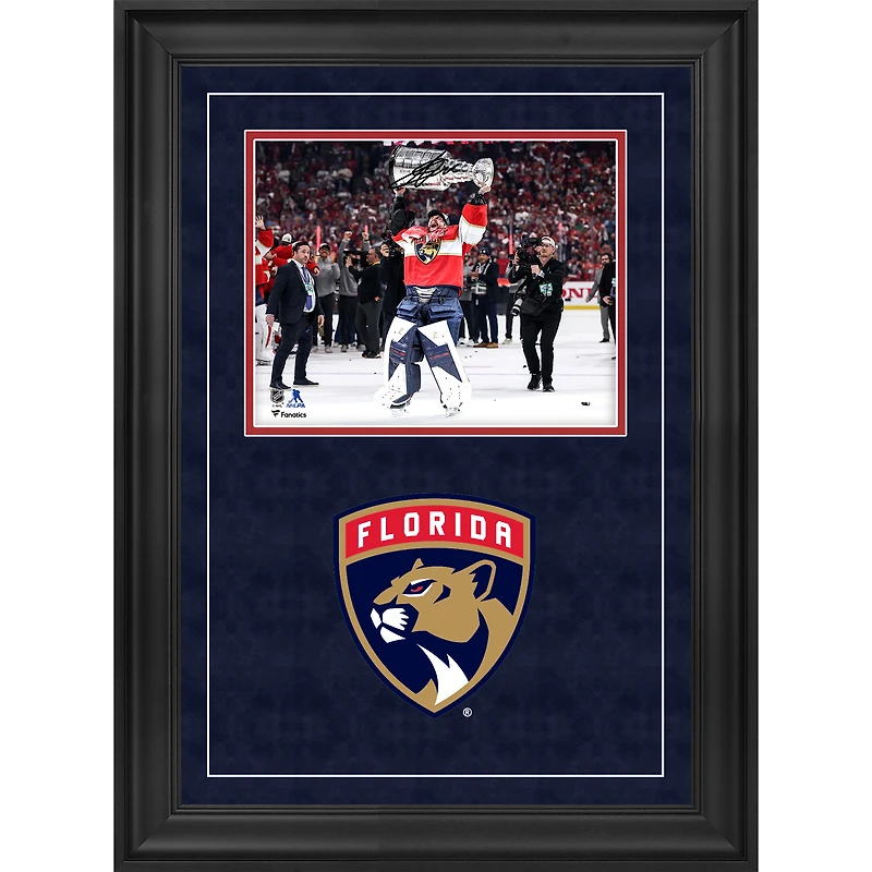 Sergei Bobrovsky Florida Panthers Autographed 2025 Stanley Cup Champions Deluxe Framed 8" x 10" Raising Cup Photograph