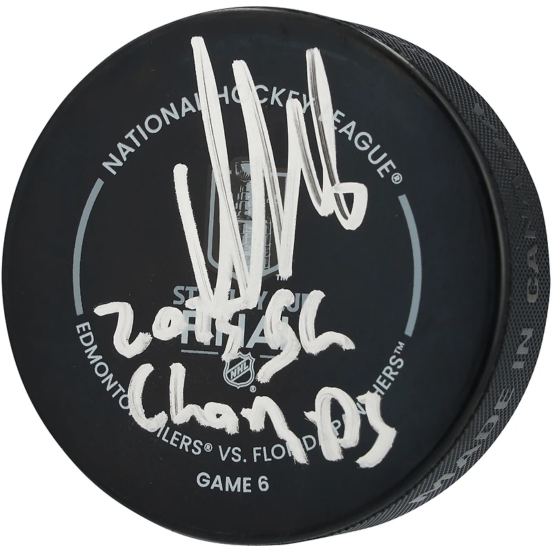 Aleksander Barkov Florida Panthers Autographed 2025 Stanley Cup Champions Official Game Puck with "2025 SC Champs" Inscription