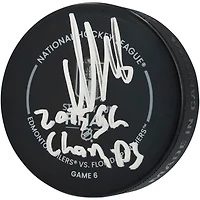 Aleksander Barkov Florida Panthers Autographed 2025 Stanley Cup Champions Official Game Puck with "2025 SC Champs" Inscription