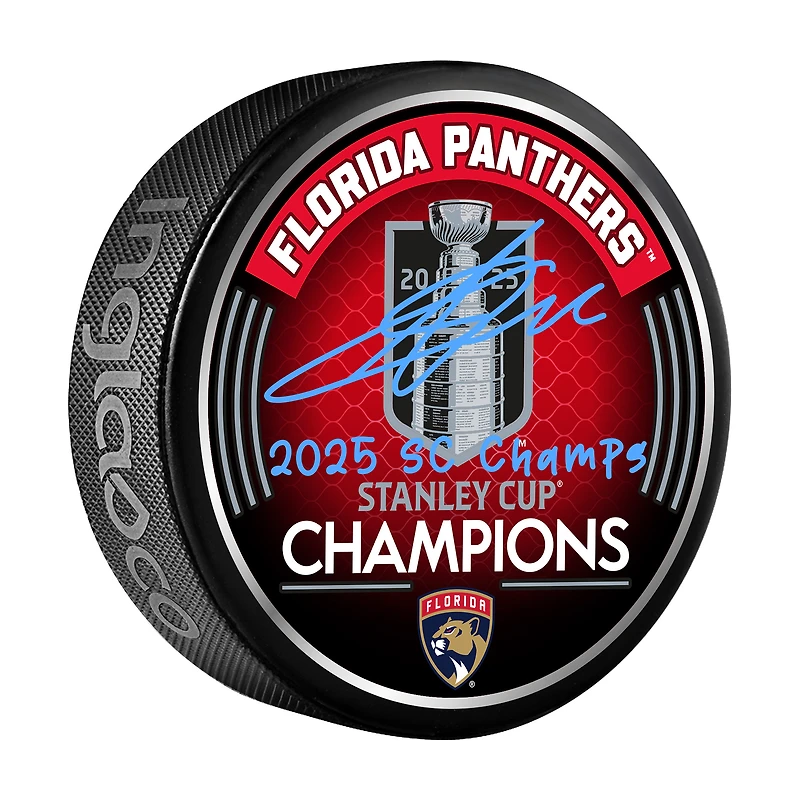 Sergei Bobrovsky Florida Panthers Autographed 2025 Stanley Cup Champions Hockey Puck with "2025 SC Champs" Inscription